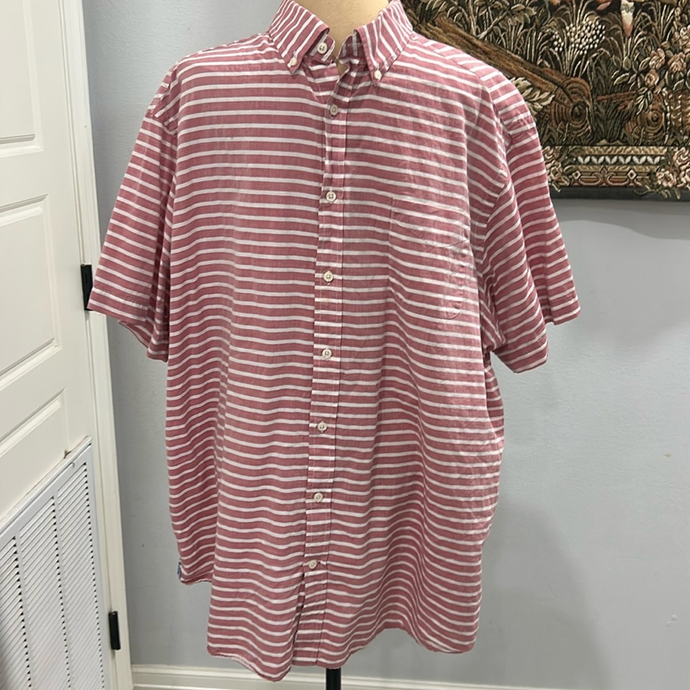 Daniel Cremieux Striped Button Down Short Sleeve Shirt. Size 2XB